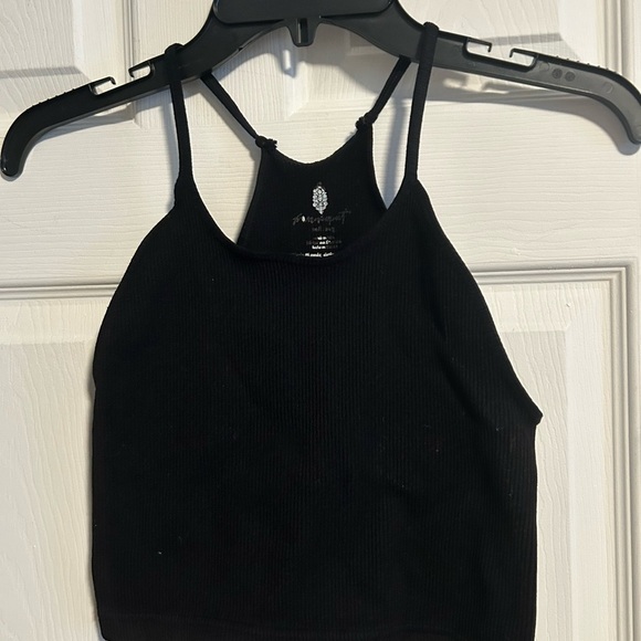 Free People Black Fitted Crop Tank Top - Picture 1 of 3